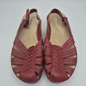 GH Bass Kade Women 10M Red Leather Fisherman Slingback Sandals